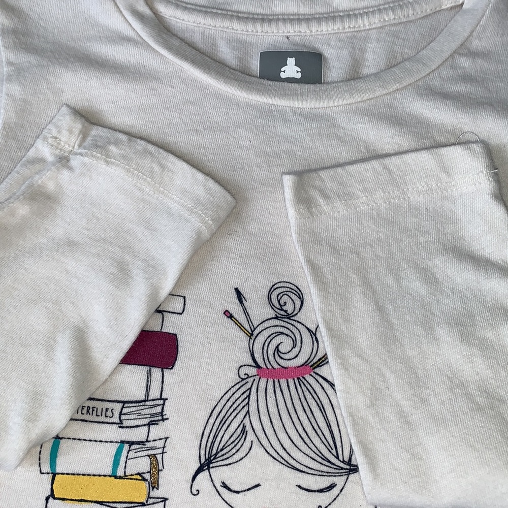 Gap Girl 4 Long Sleeve Off White Top School Books GUC - Picture 4 of 8